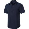imageMens Stretch Wrinkle Free Short Sleeve Texture Shirt Summer Lightweight Button Down Shirts for Beach VacationNavy Blue