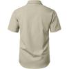 imageMens Stretch Wrinkle Free Short Sleeve Texture Shirt Summer Lightweight Button Down Shirts for Beach VacationTan