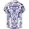 imageMens Stylish Casual Printed Short Sleeve Button Down Shirts Summer Vacation Beach Tropical Hawaiian ShirtBlue Boho Floral
