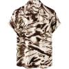 imageMens Stylish Casual Printed Short Sleeve Button Down Shirts Summer Vacation Beach Tropical Hawaiian ShirtBrown Abstract Pattern