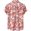imageMens Stylish Casual Printed Short Sleeve Button Down Shirts Summer Vacation Beach Tropical Hawaiian ShirtPink Leaves