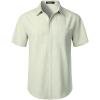 imageMens Stretch Wrinkle Free Short Sleeve Texture Shirt Summer Lightweight Button Down Shirts for Beach VacationLight Green