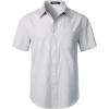 imageMens Stretch Wrinkle Free Short Sleeve Texture Shirt Summer Lightweight Button Down Shirts for Beach VacationLight Grey