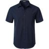 imageMens Stretch Wrinkle Free Short Sleeve Texture Shirt Summer Lightweight Button Down Shirts for Beach VacationNavy Blue