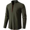 imageMens Cotton Long Sleeve Lace Up Vintage Shirts for Renaissance Pirate Viking Medieval CostumeArmy Green