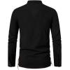 imageMens Cotton Long Sleeve Lace Up Vintage Shirts for Renaissance Pirate Viking Medieval CostumeBlack