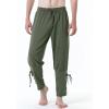 imageMens Pure Cotton Vintage Ankle Banded Pants for Renaissance Pirate Viking Medieval CostumeArmy Green