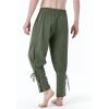 imageMens Pure Cotton Vintage Ankle Banded Pants for Renaissance Pirate Viking Medieval CostumeArmy Green