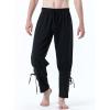 imageMens Pure Cotton Vintage Ankle Banded Pants for Renaissance Pirate Viking Medieval CostumeBlack