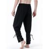 imageMens Pure Cotton Vintage Ankle Banded Pants for Renaissance Pirate Viking Medieval CostumeBlack