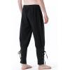 imageMens Pure Cotton Vintage Ankle Banded Pants for Renaissance Pirate Viking Medieval CostumeBlack