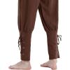 imageMens Pure Cotton Vintage Ankle Banded Pants for Renaissance Pirate Viking Medieval CostumeBrown
