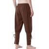 imageMens Pure Cotton Vintage Ankle Banded Pants for Renaissance Pirate Viking Medieval CostumeBrown