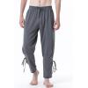 imageMens Pure Cotton Vintage Ankle Banded Pants for Renaissance Pirate Viking Medieval CostumeGrey