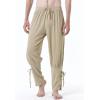 imageMens Pure Cotton Vintage Ankle Banded Pants for Renaissance Pirate Viking Medieval CostumeKhaki