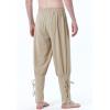 imageMens Pure Cotton Vintage Ankle Banded Pants for Renaissance Pirate Viking Medieval CostumeKhaki