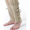 imageMens Pure Cotton Vintage Ankle Banded Pants for Renaissance Pirate Viking Medieval CostumeKhaki