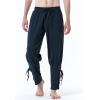 imageMens Pure Cotton Vintage Ankle Banded Pants for Renaissance Pirate Viking Medieval CostumeNavy Blue