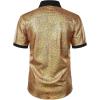 imageMens Shiny Metallic Sequin Stretchy Short Sleeve Button Down Shirts for 70s Disco Party HalloweenGold