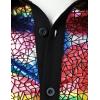 imageMens Shiny Metallic Sequin Stretchy Short Sleeve Button Down Shirts for 70s Disco Party HalloweenMulticolor