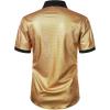 imageMens Shiny Metallic Sequin Stretchy Short Sleeve Button Down Shirts for 70s Disco Party HalloweenSolid Gold