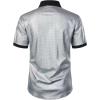 imageMens Shiny Metallic Sequin Stretchy Short Sleeve Button Down Shirts for 70s Disco Party HalloweenSolid Silver