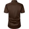 imageMens Stretch Slim Fit Dress Shirts Formal Wedding Prom Short Sleeve Button Down Shirt with PocketBrown