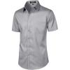 imageMens Stretch Slim Fit Dress Shirts Formal Wedding Prom Short Sleeve Button Down Shirt with PocketGrey