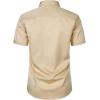 imageMens Stretch Slim Fit Dress Shirts Formal Wedding Prom Short Sleeve Button Down Shirt with PocketKhaki