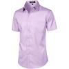 imageMens Stretch Slim Fit Dress Shirts Formal Wedding Prom Short Sleeve Button Down Shirt with PocketLavender Purple