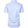 imageMens Stretch Slim Fit Dress Shirts Formal Wedding Prom Short Sleeve Button Down Shirt with PocketLight Blue