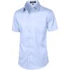 imageMens Stretch Slim Fit Dress Shirts Formal Wedding Prom Short Sleeve Button Down Shirt with PocketLight Blue