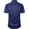 imageMens Stretch Slim Fit Dress Shirts Formal Wedding Prom Short Sleeve Button Down Shirt with PocketNavy Blue