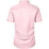 imageMens Stretch Slim Fit Dress Shirts Formal Wedding Prom Short Sleeve Button Down Shirt with PocketPink