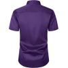 imageMens Stretch Slim Fit Dress Shirts Formal Wedding Prom Short Sleeve Button Down Shirt with PocketPurple