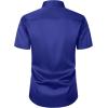 imageMens Stretch Slim Fit Dress Shirts Formal Wedding Prom Short Sleeve Button Down Shirt with PocketRoyal Blue