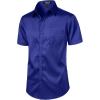 imageMens Stretch Slim Fit Dress Shirts Formal Wedding Prom Short Sleeve Button Down Shirt with PocketRoyal Blue