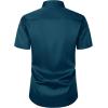 imageMens Stretch Slim Fit Dress Shirts Formal Wedding Prom Short Sleeve Button Down Shirt with PocketTeal