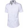 imageMens Stretch Slim Fit Dress Shirts Formal Wedding Prom Short Sleeve Button Down Shirt with PocketWhite