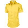 imageMens Stretch Slim Fit Dress Shirts Formal Wedding Prom Short Sleeve Button Down Shirt with PocketYellow