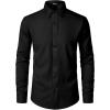 imageMens Stretch Soft Slim Fit Dress Shirts Long Sleeve Formal Wedding Business Casual Button Down ShirtBlack