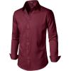 imageMens Stretch Soft Slim Fit Dress Shirts Long Sleeve Formal Wedding Business Casual Button Down ShirtBurgundy