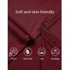imageMens Stretch Soft Slim Fit Dress Shirts Long Sleeve Formal Wedding Business Casual Button Down ShirtBurgundy