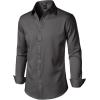 imageMens Stretch Soft Slim Fit Dress Shirts Long Sleeve Formal Wedding Business Casual Button Down ShirtDark Grey