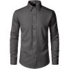 imageMens Stretch Soft Slim Fit Dress Shirts Long Sleeve Formal Wedding Business Casual Button Down ShirtDark Grey
