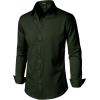 imageMens Stretch Soft Slim Fit Dress Shirts Long Sleeve Formal Wedding Business Casual Button Down ShirtDeep Forest Green