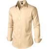 imageMens Stretch Soft Slim Fit Dress Shirts Long Sleeve Formal Wedding Business Casual Button Down ShirtKhaki
