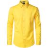 imageMens Stretch Soft Slim Fit Dress Shirts Long Sleeve Formal Wedding Business Casual Button Down ShirtLemon Yellow