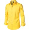 imageMens Stretch Soft Slim Fit Dress Shirts Long Sleeve Formal Wedding Business Casual Button Down ShirtLemon Yellow