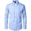 imageMens Stretch Soft Slim Fit Dress Shirts Long Sleeve Formal Wedding Business Casual Button Down ShirtLight Blue